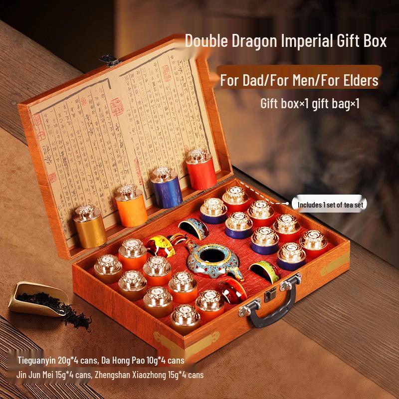 Подарочная коробка для премиального чая: Улун, Черный, Пуэр и Жасмин - Коллекция «Тысяча ли рек и гор»