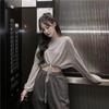 Женский пикантный джазовый кроп-топ с длинным рукавом и кулиской для осени