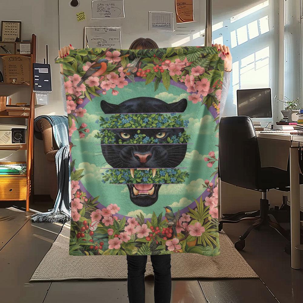 1Pc SplashingAnimals Print Flannel Blanket, High quality Comfortable for All Seasons, Home Decor, Warmth and Comfort, Perfect for Christmas Gifts