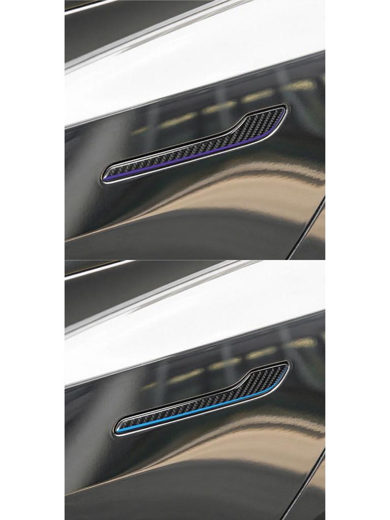 Наклейки на внешние ручки дверей из черного карбона для Tesla Model 3/Y (2017-2022 гг.)