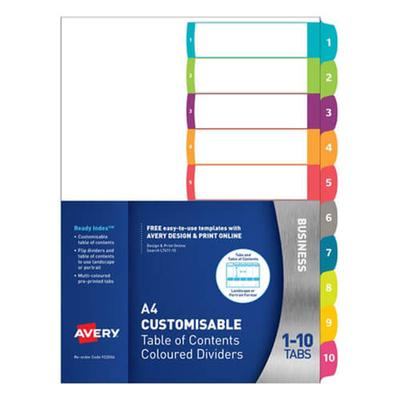 Разделители Avery Customisable Ready Index (A4) (1-10 Вкладка)