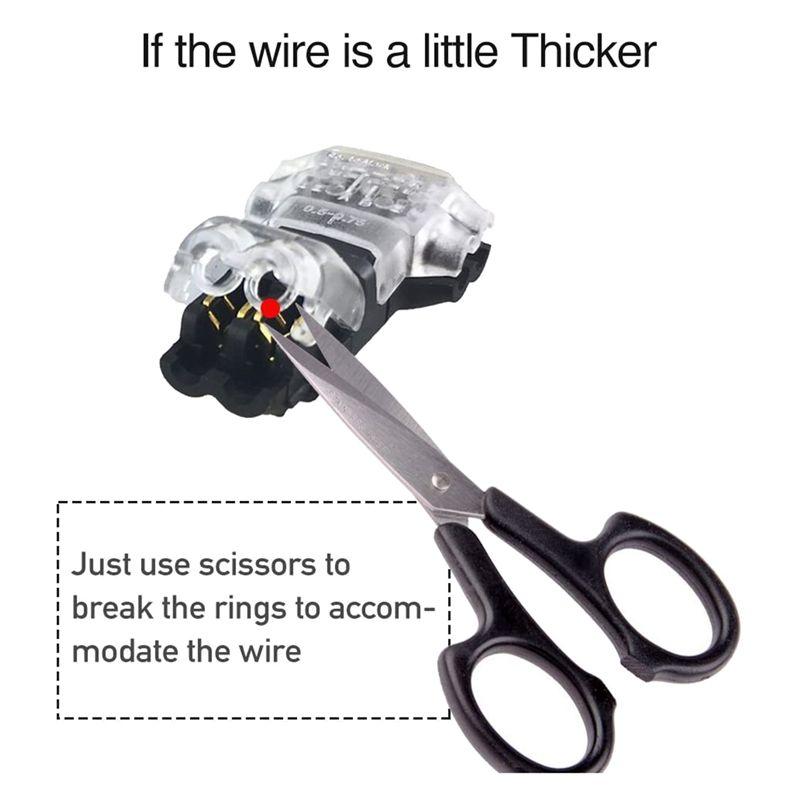 AEE4-Wire Connectors - Low Voltage T Tap Wire Connector, 3 Way Wire Connector, T Type 2 Pin Solderless Fits 24-20 AWG