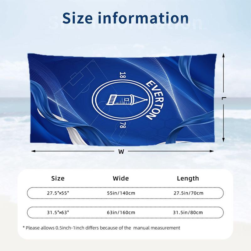 Everton Football Beach Towel Soft Microfiber Summer Towel Quick Dry Absorbent Towel for Beach Swimming Pool Travel
