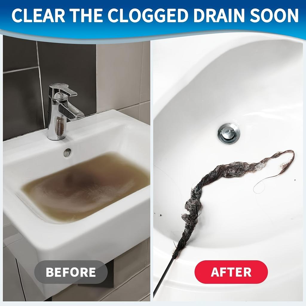 Suitable for Bathroom Sinks, Bathtubs and Shower Drains, for Unclogging Sinks and Cleaning Hair from Toilet