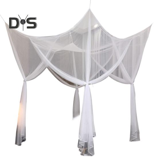 Двуспальная кровать москитная сетка мелкий сетчатый балдахин дышащий 4 угловой летний занавес для кровати для внутреннего и наружного использования в семейном общежитии