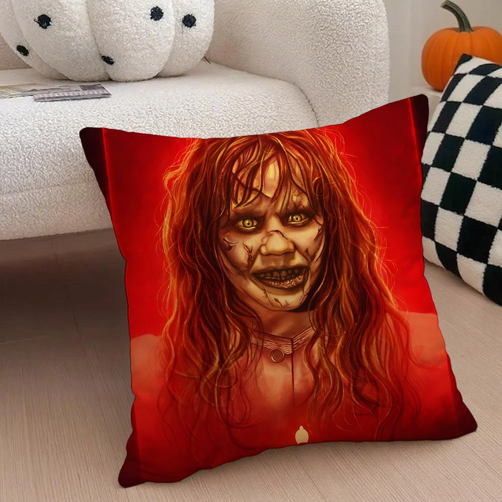 scary movie TThe Exorcistes Cushion Cover Throw Pillow Cover Hidden Button Durable Polyester Chair Cushion