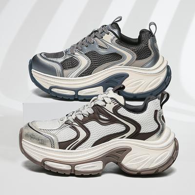 2025 весна новые ретро папины кроссовки женские полированный цвет и состаренная платформа женские туфли увеличивающие рост повседневные спортивные кроссовки женские