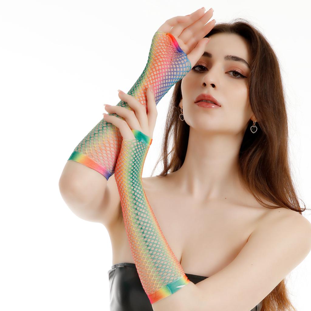 80s Scene Accessories Lone Fishnet Gloves Fingerless For Women Fish Net Arm Sleeve Mesh Emo Goth Punk