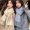 Love Beige Plaid Scarf Women's Autumn and Winter New Korean Style Student Imitation Cashmere Shawl Two Purpose Scarf