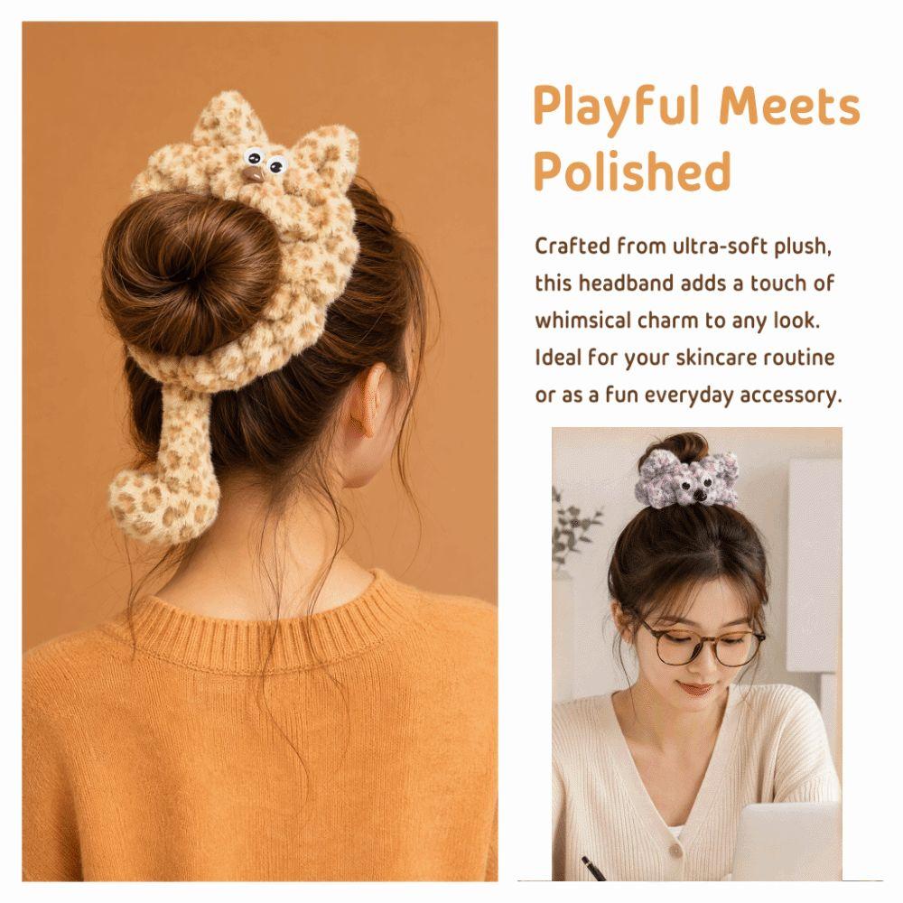 Plush Fabric Plush Cat Headband Cat Shape Plush Scrunchies Kitten Headband For Girls Women