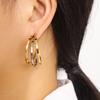 Simple Gold Plated Triple Hoop Earrings for Ladies Woman Multi-layer Circle Round Drop Earring Two Tone Color Ears Jewelry Gifts