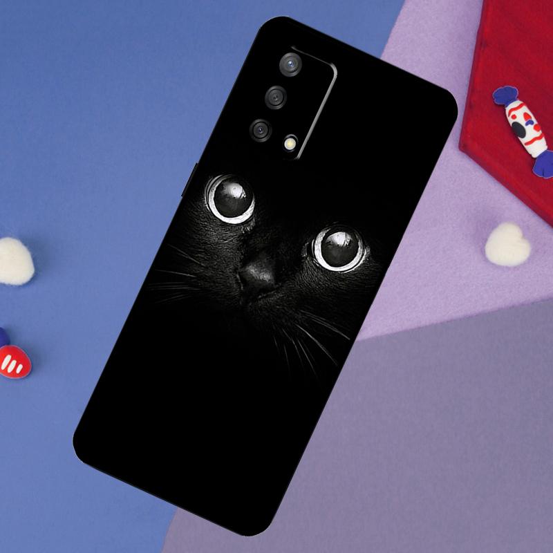 Черный Кошачий Мордочка Китти Чехол Для Oppo A78 A18 A38 A74 A94 A54 A58 A98 A80 A60 A40 A96 A76 A16 A15 A17 A57 A5 A6 Pro