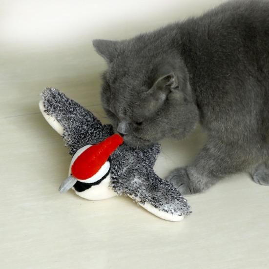 Электрическая игрушка для кошек, плюшевые животные-стимуляторы с вибрацией и щебечущим звуком, активируемая прикосновением, интерактивная игрушка-дразнилка для домашних кошек и собак