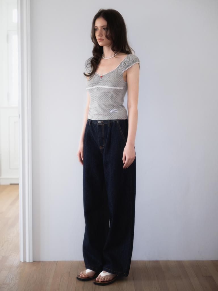 ROSEFRANTZ Rose Dot Shirring Sleeveless [Gray]