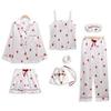 "Korean Striped Women's Seven-Piece Pajama Set for All Seasons"