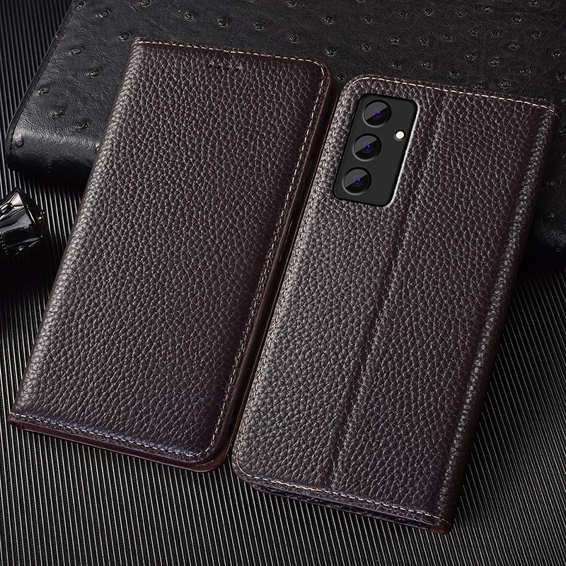 Оригинальный кожаный флип-кейс Litchi для Samsung Galaxy A04 A14 A24 A34 A54 A05 A15 A25 A35 A55 A06 A16 A26 A36 A56 Чехлы