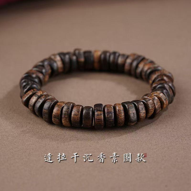 Natural agarwood beads bracelet, old material, irregular shape, Buddhist prayer beads, unisex, single-strand cultural accessory