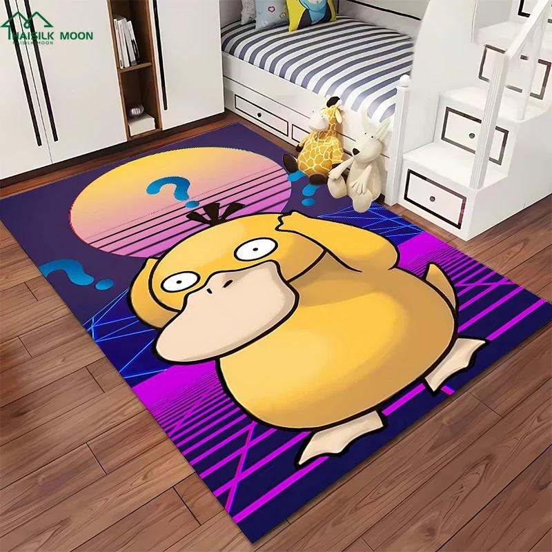 Japanese P0kem0n Theme Psyduck Printed Carpet Rugs for Living Room Bedroom Dining Office Sofa Non-Slip Large Decor Mat Potdemiel