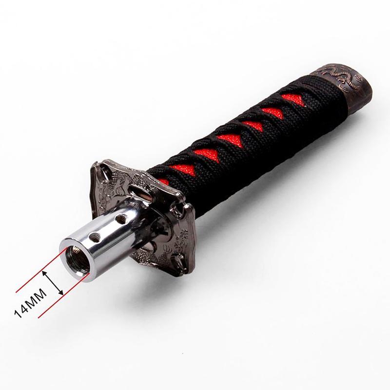 Samurai Sword Shift Knob Shifter Katana Metal With 12mm Hole Black+Red
