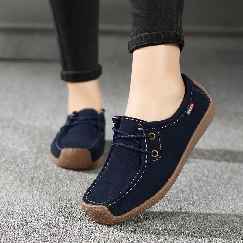 Fashion Women's Sneakers Autumn New Suede Leather Casual Shoes Comfort Walking Flats for Women Vulcanized Shoes Loafers Zapatos De Mujer
