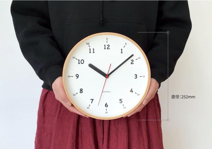 KATOMOKU plywood clock 10 Wall perfect for with a continuous second diameter km-76NARCS clock, beginners, hand, 25.2cm (SKP radio-controlled clock)