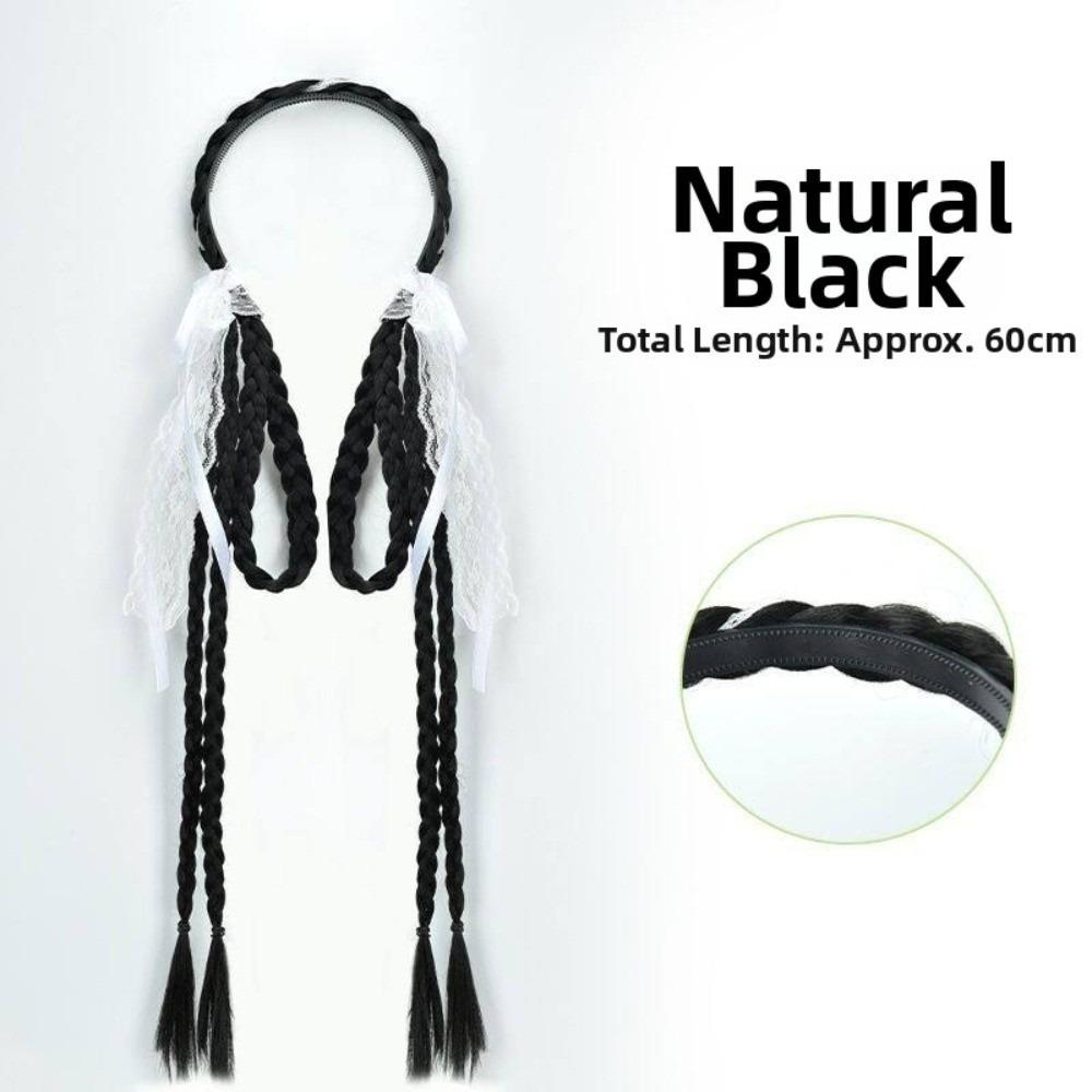Synthetic Bunny Ear Headband Ponytail Ballet Style Long Pony Tail Hairpieces Cosplay
