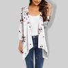 Women's Floral Print Irregular Three-quarter Sleeve Cardigan With Pocket Jacket