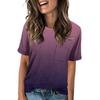 Women's Pocket Gradient Print Summer Short Sleeve Round Neck Casual Loose T-shirt Top