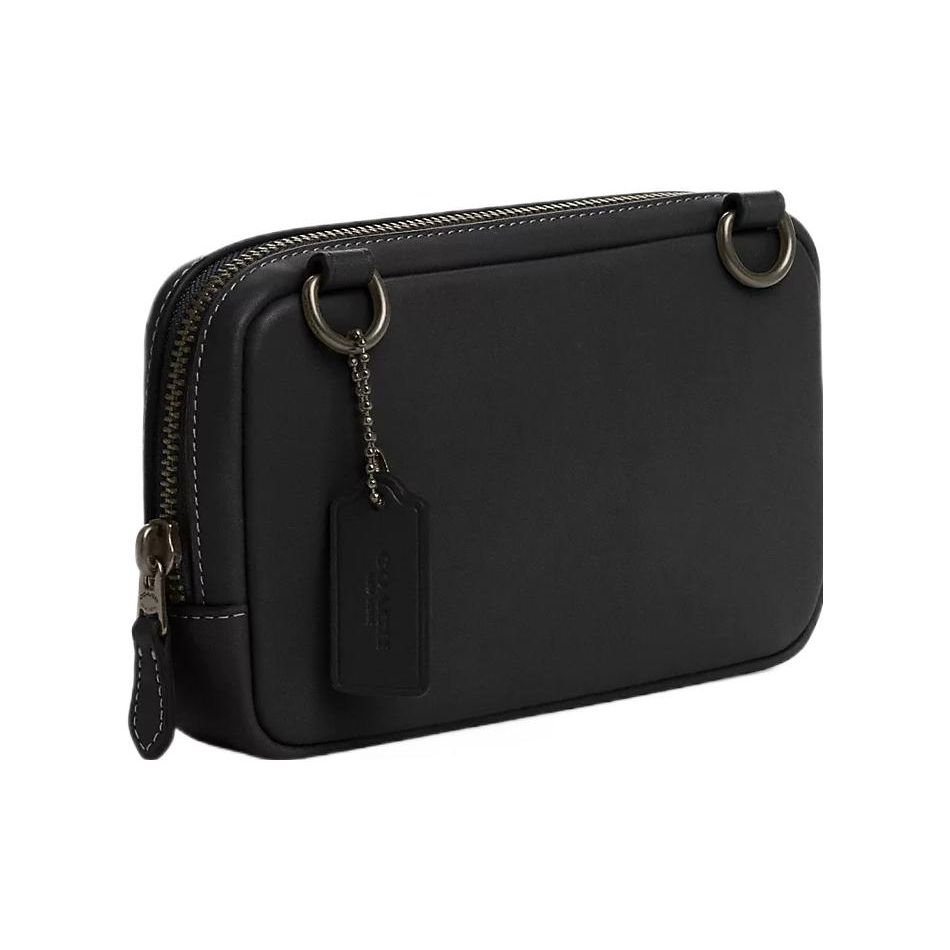 Coach Carrier 18 Однотонная Бирка Застежка-молния Телячья кожа Сумка для камеры Женская Сумка через плечо Бронзовый Черный CM170-QBBK