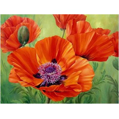 Полный 5D Diy Алмазная картина Цветущий красный цветок Вышивка крестиком Домашний декор Подарок ручной работы