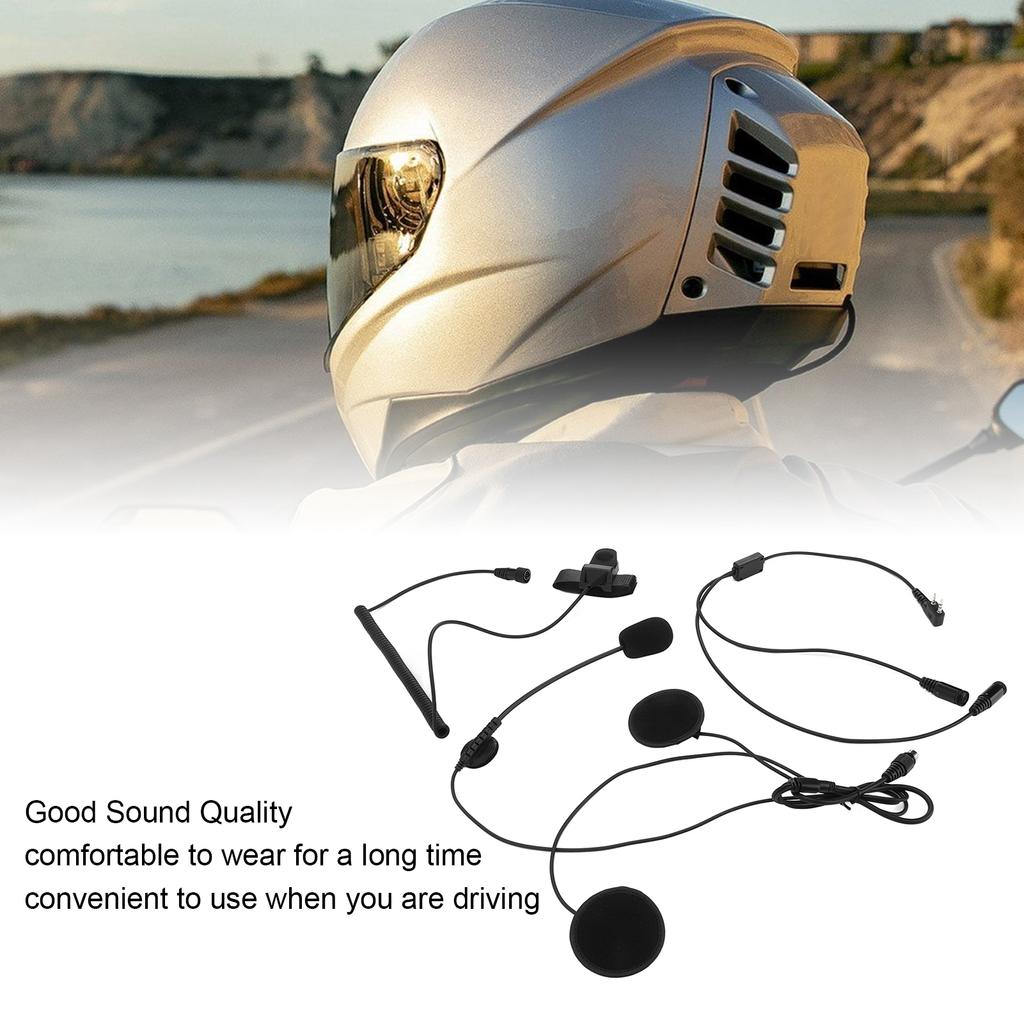 Motorcycle Earpiece Mic 2 Pin PTT Black Bike Helmet Headset Microphone for Kenwood 2 Way Radio