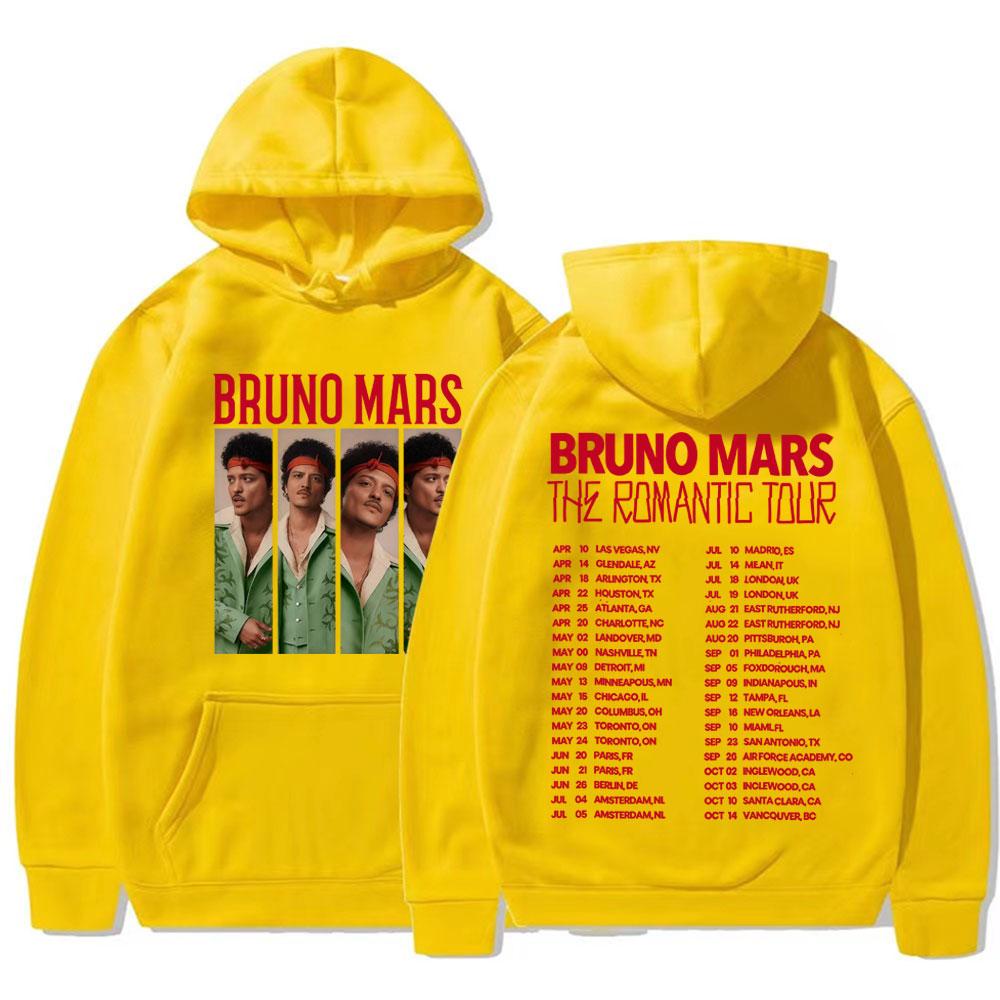 Худи Bruno Mars The Romantic Tour для мужчин и женщин, модные, винтажные 90-х, готические толстовки, флис, повседневные, оверсайз