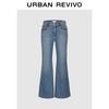 UR Women's 2025 Autumn Retro Star Patchwork Flare Denim Pants