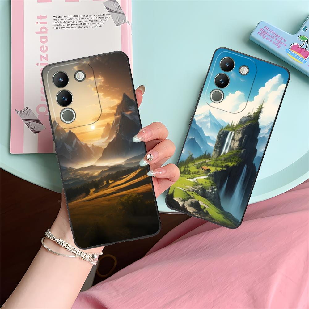 Чехол для мобильного телефона "Горный Лес" для VIVO V60 V50 V40 V30 V29 V27 V25 V23 Pro Lite 5G Цветной Печатный Чехол для Смартфона Роскошный