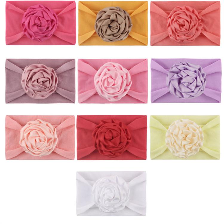 PL Accessories Headband with Flowers Baby Girls Kid Hair Band Mesh Headband Plus Chiffon Flower Baby Headband Kids Nylon Bows