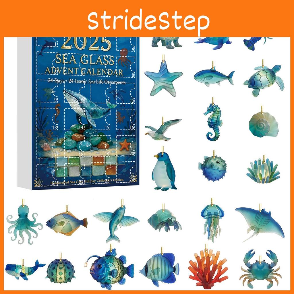 Christmas Countdown Calendar With Marine Animal Acrylic Ornaments For Holiday Decor