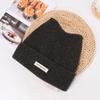 Новая осенне-зимняя шапка для женщин с надписями, вязаная шапка с кошачьими ушками, универсальная, для лица, маленькая шапка-пуловер, теплая шерстяная шапка от холода, мужская