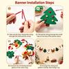 LED Light String Luminous Christmas Banner Felt Material Xmas Wall Hanging Garland  Festival Decor