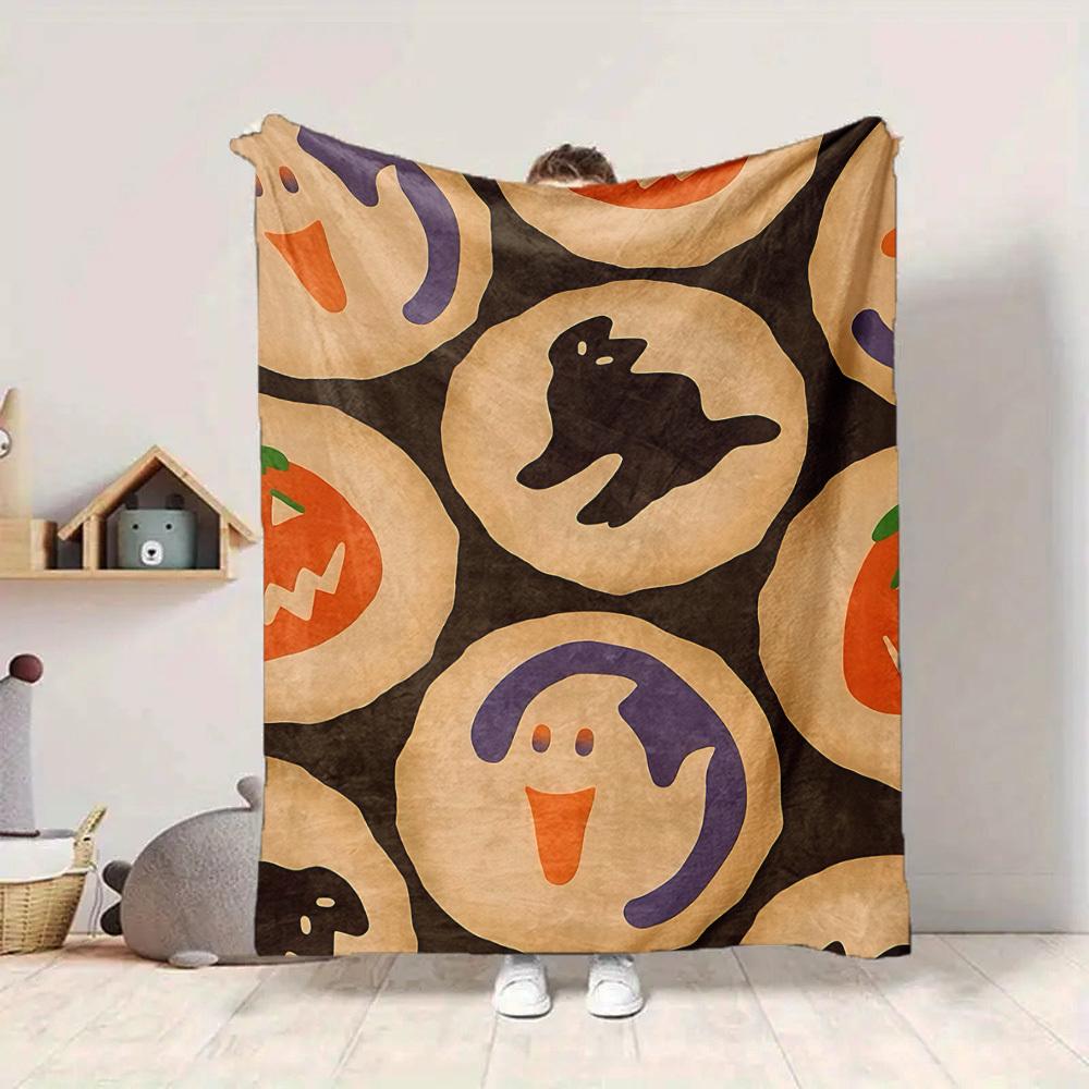 1pc Halloween Cookies Blanket Warm, Cozy, And Soft, Suitable for Sofas, Beds, Cars, And Office Use.Perfect for Camping And Travel, Making It a Great G