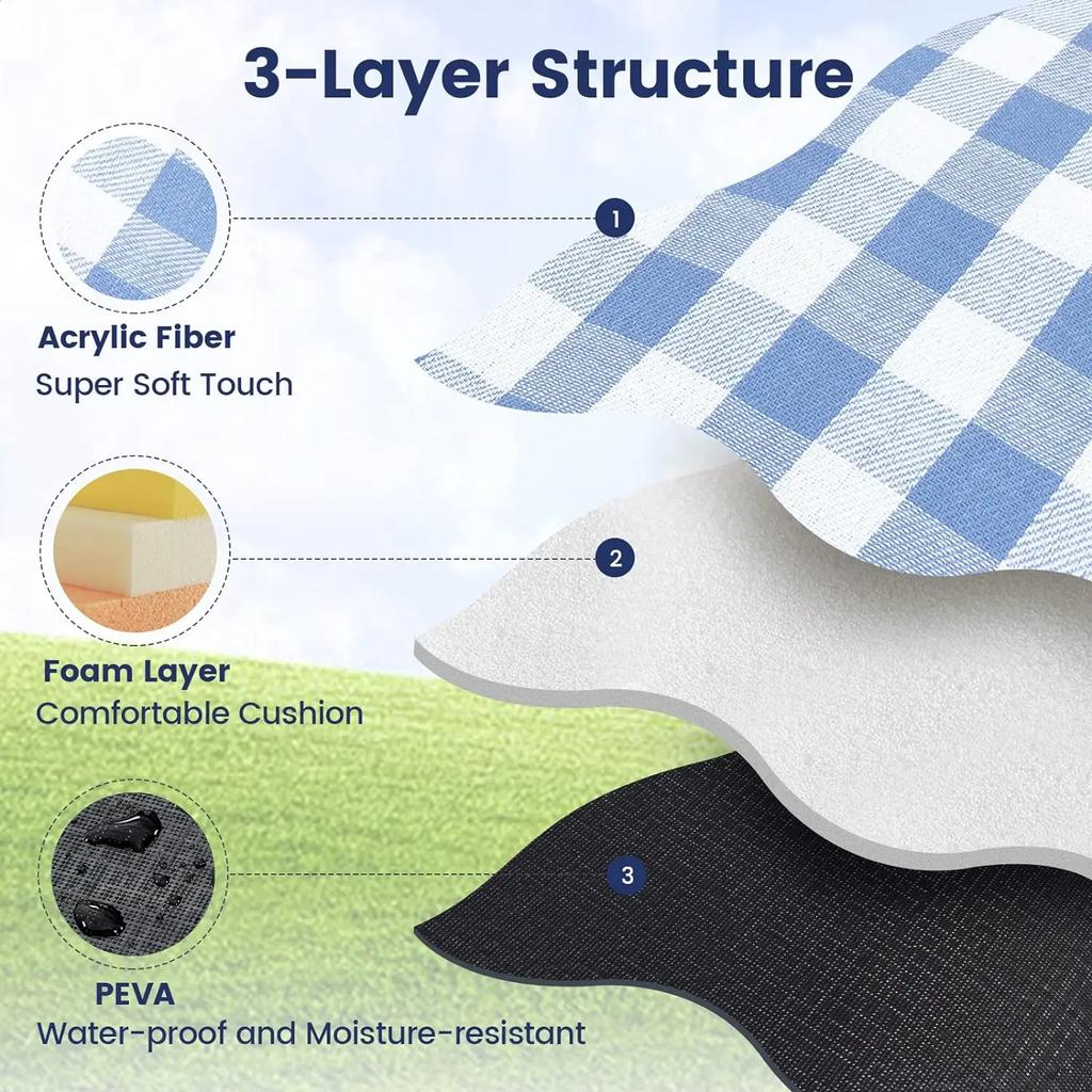 Одеяло для пикника, очень большое, водонепроницаемое и складное, пляжный коврик, для улицы, для 8 взрослых, кемпинга, парка, пляжа, травы, в помещении