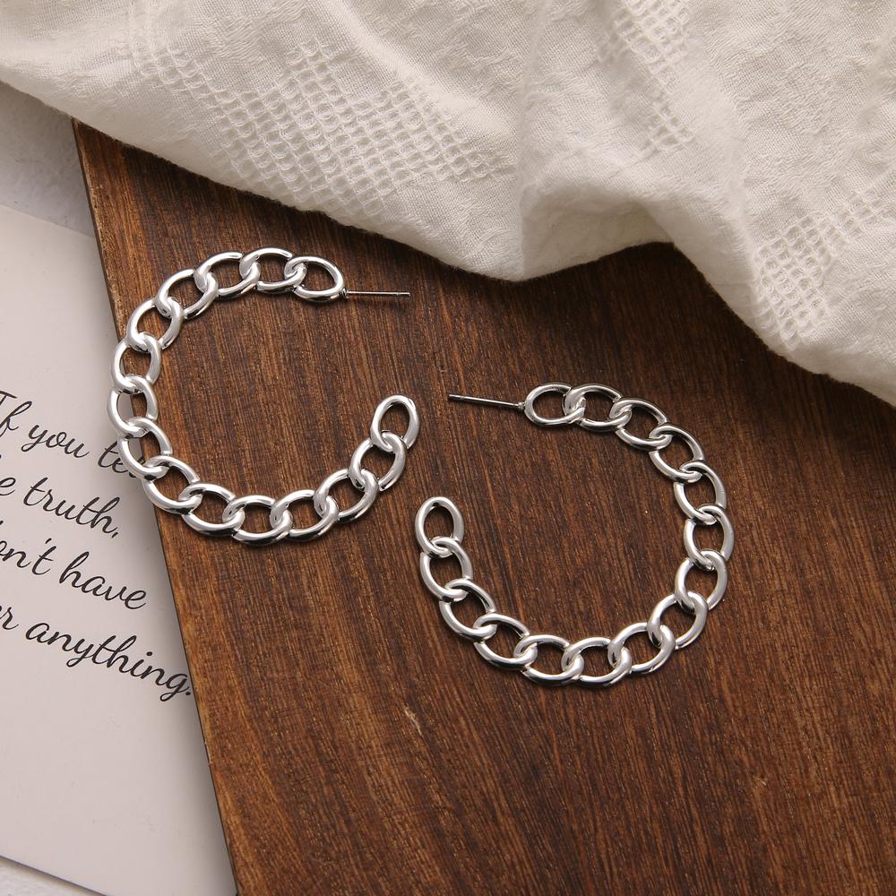 Простые креативные ретро преувеличенные полые круглые серьги-цепочки, женские индивидуальные геометрические серьги для девочек