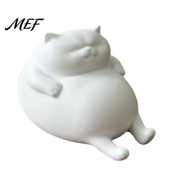 Cute Room Decor Aesthetic 3D Printed Fat Cat Figurine, Lazy Statue, Office Desk Accessories Minimalist Tabletop Ornament for And Shelf Decorations