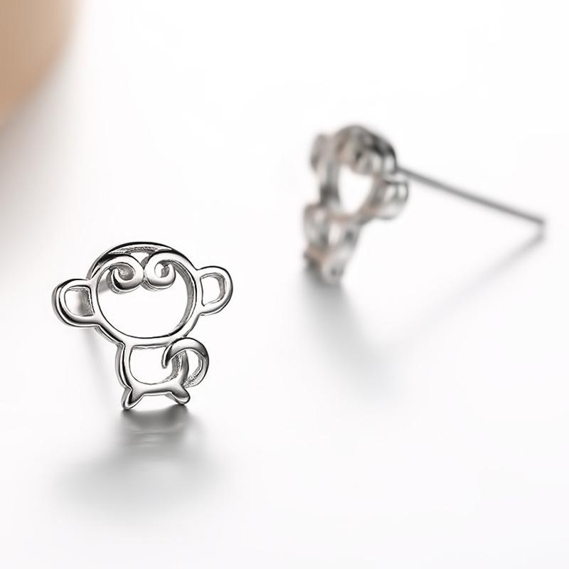 Серьги с изображением обезьяны, посеребренные серьги, женские серьги с изображением обезьяны года жизни, корейские модные украшения