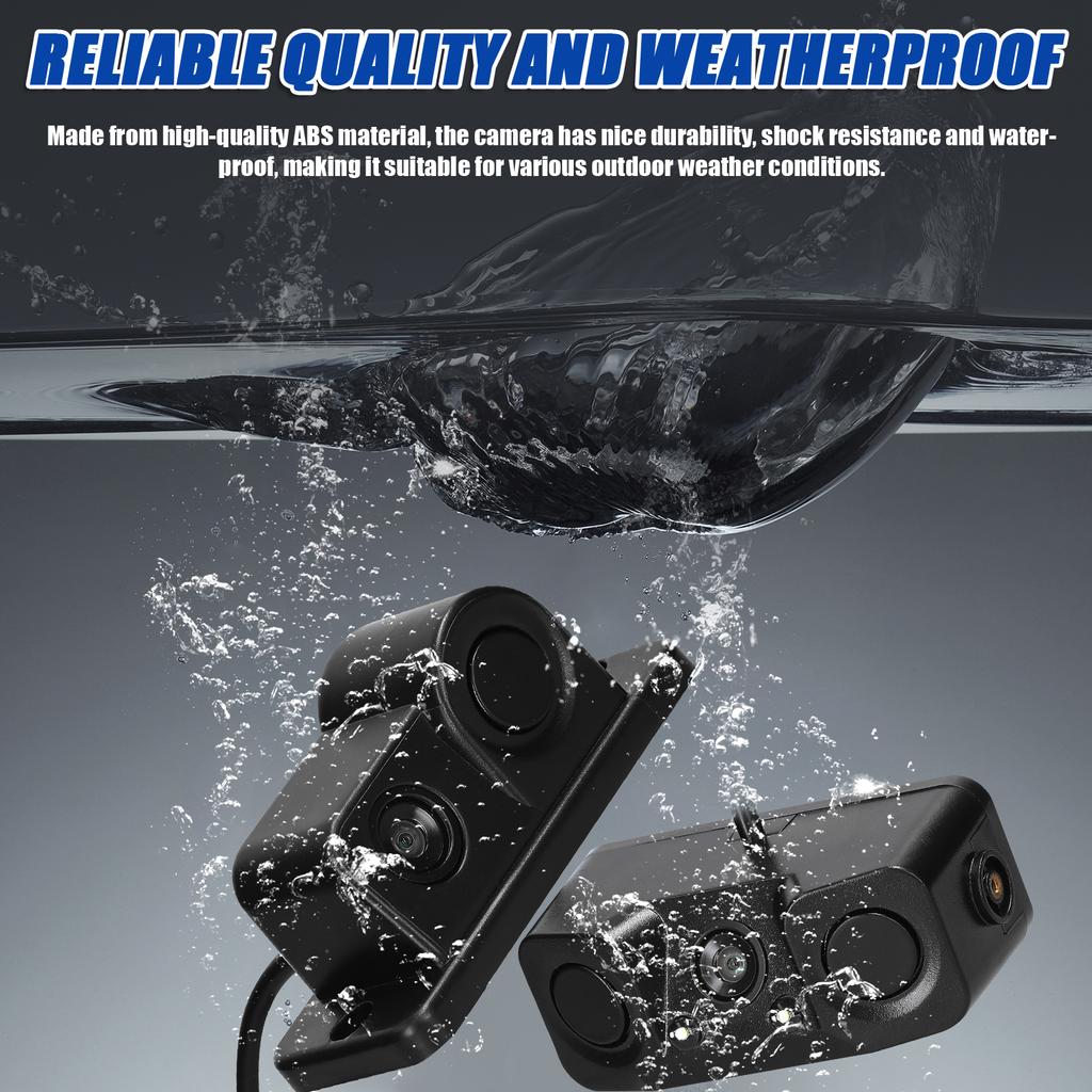 3 в 1 Визуальный реверсивный радар Камера Водонепроницаемая видеокамера заднего вида Автомобильная резервная камера с 2