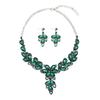 Jewelry Crystal Gemstones Flower Clavicle Necklace Earrings Set Dress Women'S Banquet Accessories