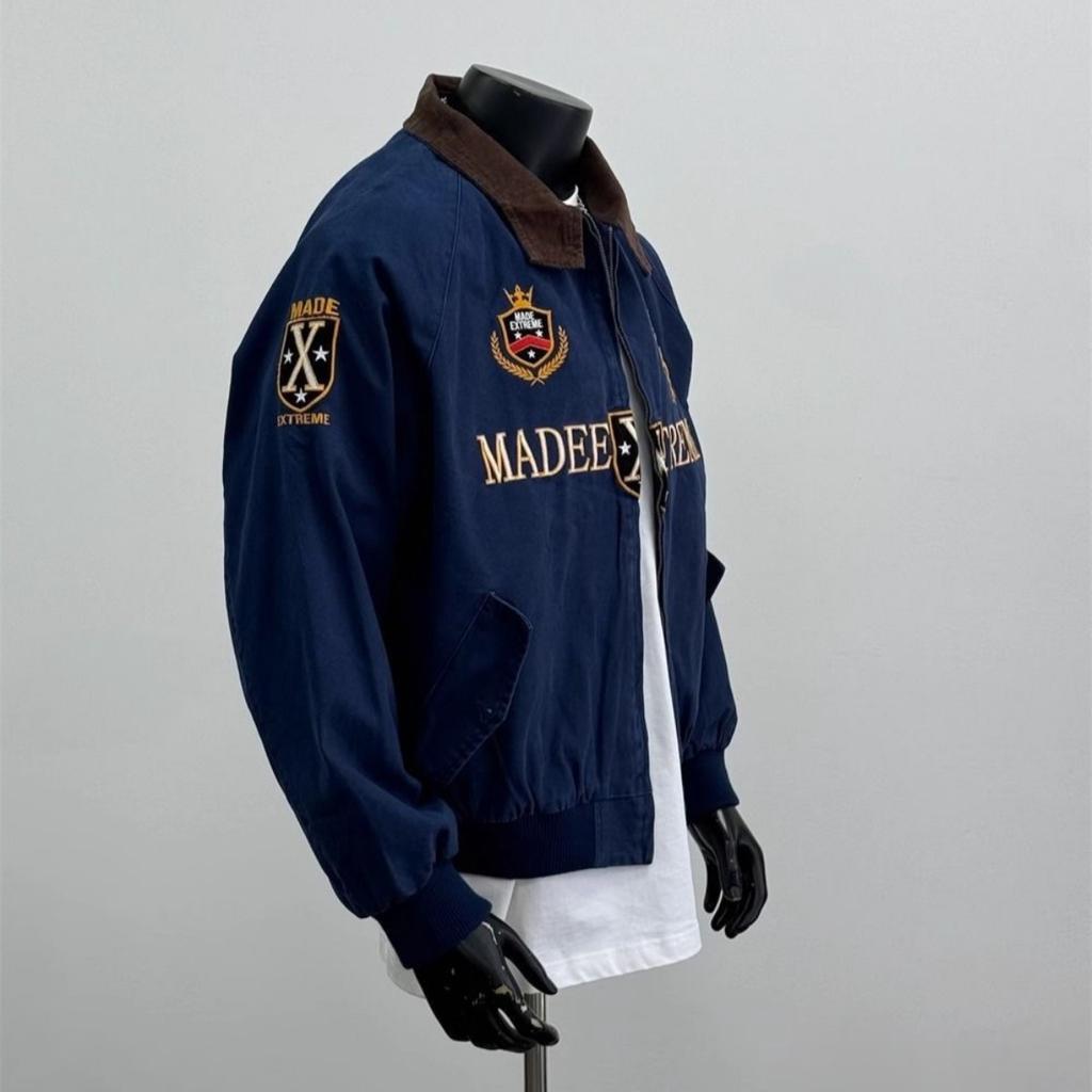 Куртка-бомбер ZYLLO в стиле американского ретро-винтажа с вышивкой и молнией, модная, в стиле хип-хоп, с отложным воротником, в стиле 2000-х, уличная одежда, свободный крой, повседневная.