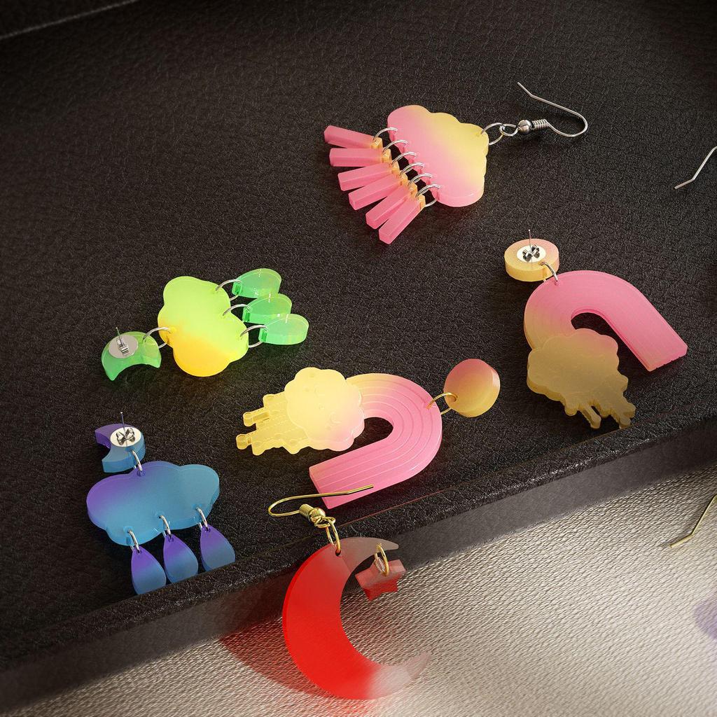 DIY Форма из Эпоксидной Смолы 'Мак' для Подвесок и Серёг в Виде Зонта, Луны, Облаков, Планеты и Молнии