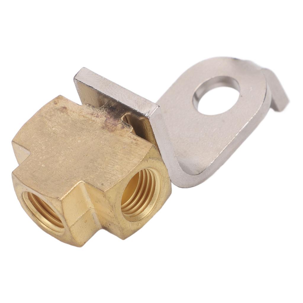 Brake Line Connector 3/8in‑24 Threads Ports 3 Way Brake Line Tee Strong Sealing T Shaped with Mounting Bracket for 3/16in