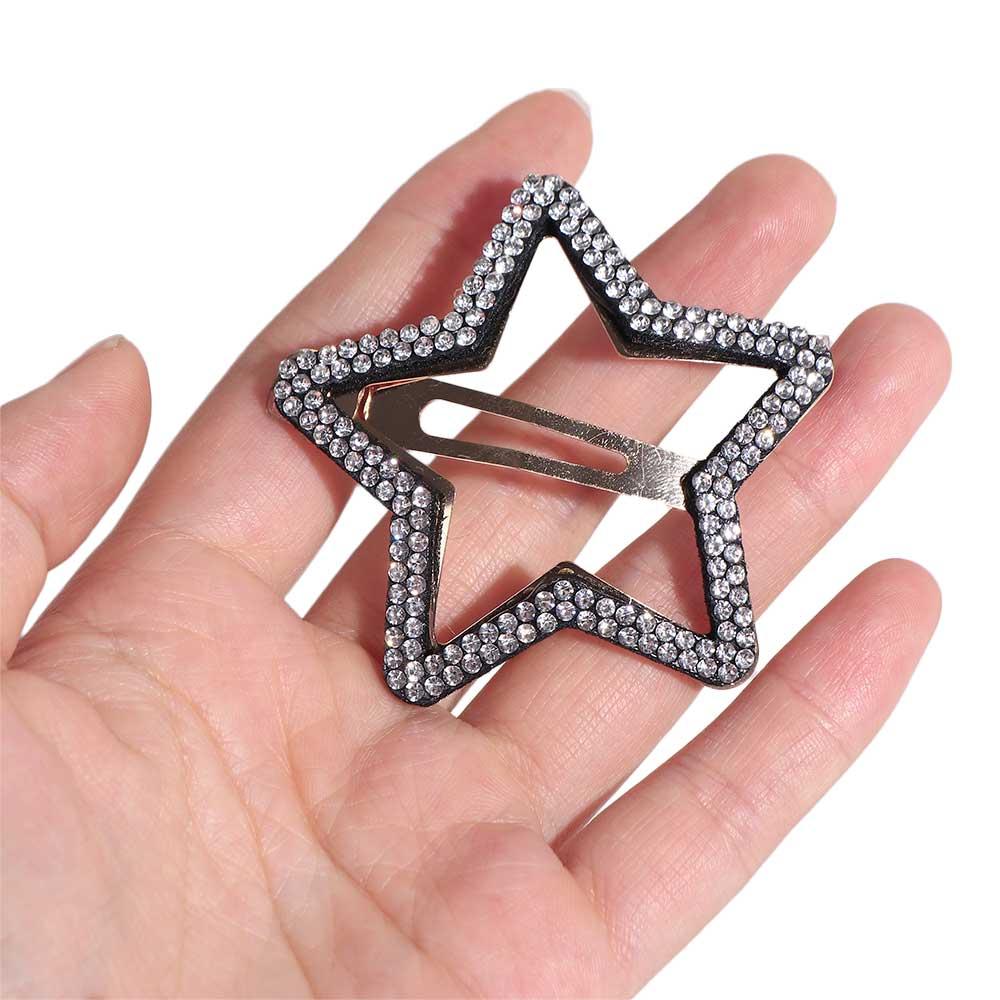 Geometric Rhinestone Star BB Clip\ Metal Hollow Hair Clip Cute Star Side Clip Children