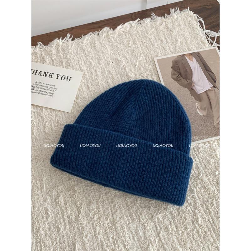New Knitted Hat for Women In Autumn and Winter Korean Version Versatile High-quality Wool Hat Riding Warm Plus Velvet Thickened Cold Hat for Men